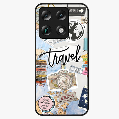 Wanderlust Journal Glass Case showing flat back view with travel inspired artwork and glossy glass finish.