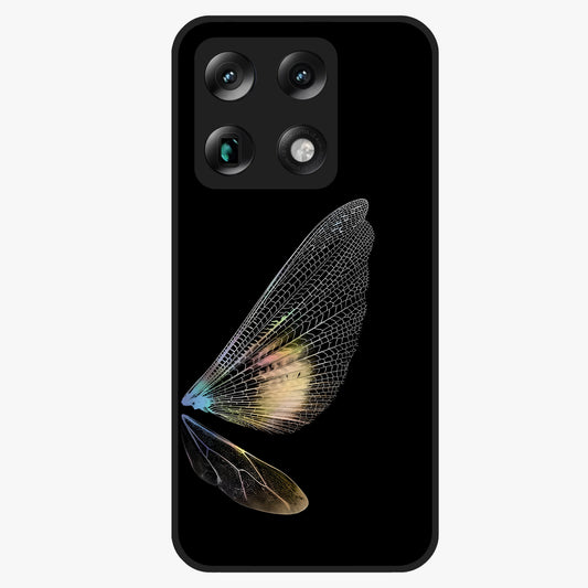Whispers Of Wings Glass Case showing flat back view with graceful wing inspired artwork and glossy glass finish.
