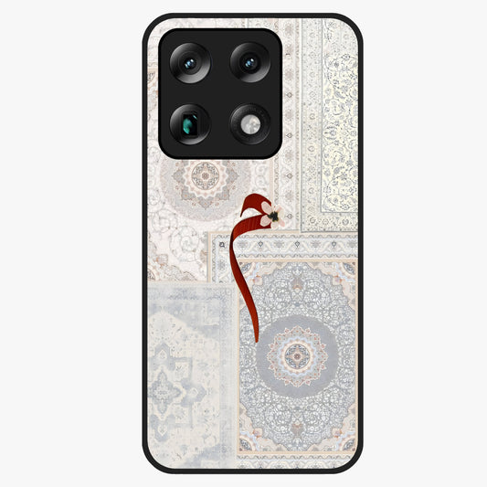 White Aesthetic Bow Glass Case showing flat back view with minimal bow artwork and glossy glass finish.