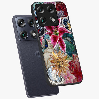 Beaded Garden Fantasy Glass Case displayed in angled mockup highlighting fantasy inspired floral bead pattern.