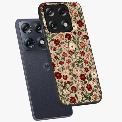 Biege Flower With Leaf Glass Case displayed in angled mockup highlighting minimal floral leaf design and elegant aesthetic.
