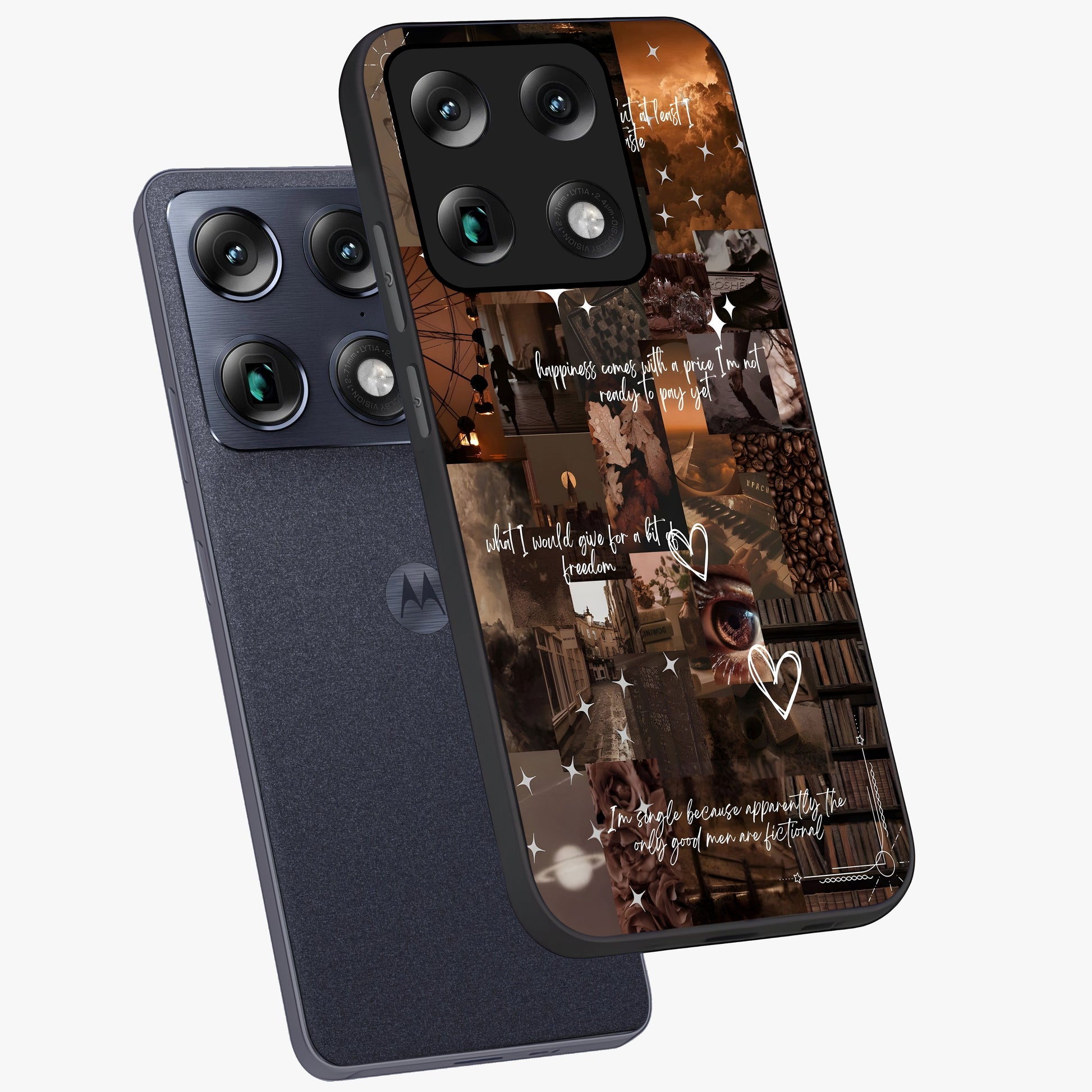 Bittersweet Aesthetic Chaos Glass Case displayed in angled mockup highlighting expressive abstract artwork and edgy aesthetic theme.