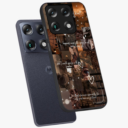 Bittersweet Aesthetic Chaos Glass Case displayed in angled mockup highlighting expressive abstract artwork and edgy aesthetic theme.