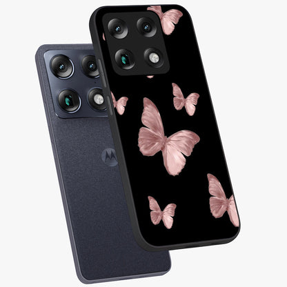 Butterfly Pattern Glass Case displayed in angled mockup highlighting delicate butterfly design and aesthetic pattern style.