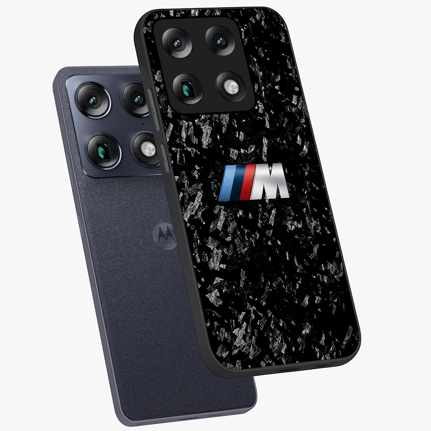 Carbon Speed Mark Glass Case displayed in angled mockup highlighting racing inspired carbon design and sleek aesthetic style.