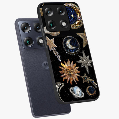 Celestial Gem Constellations Glass Case displayed in angled mockup highlighting gemstone inspired constellation design.