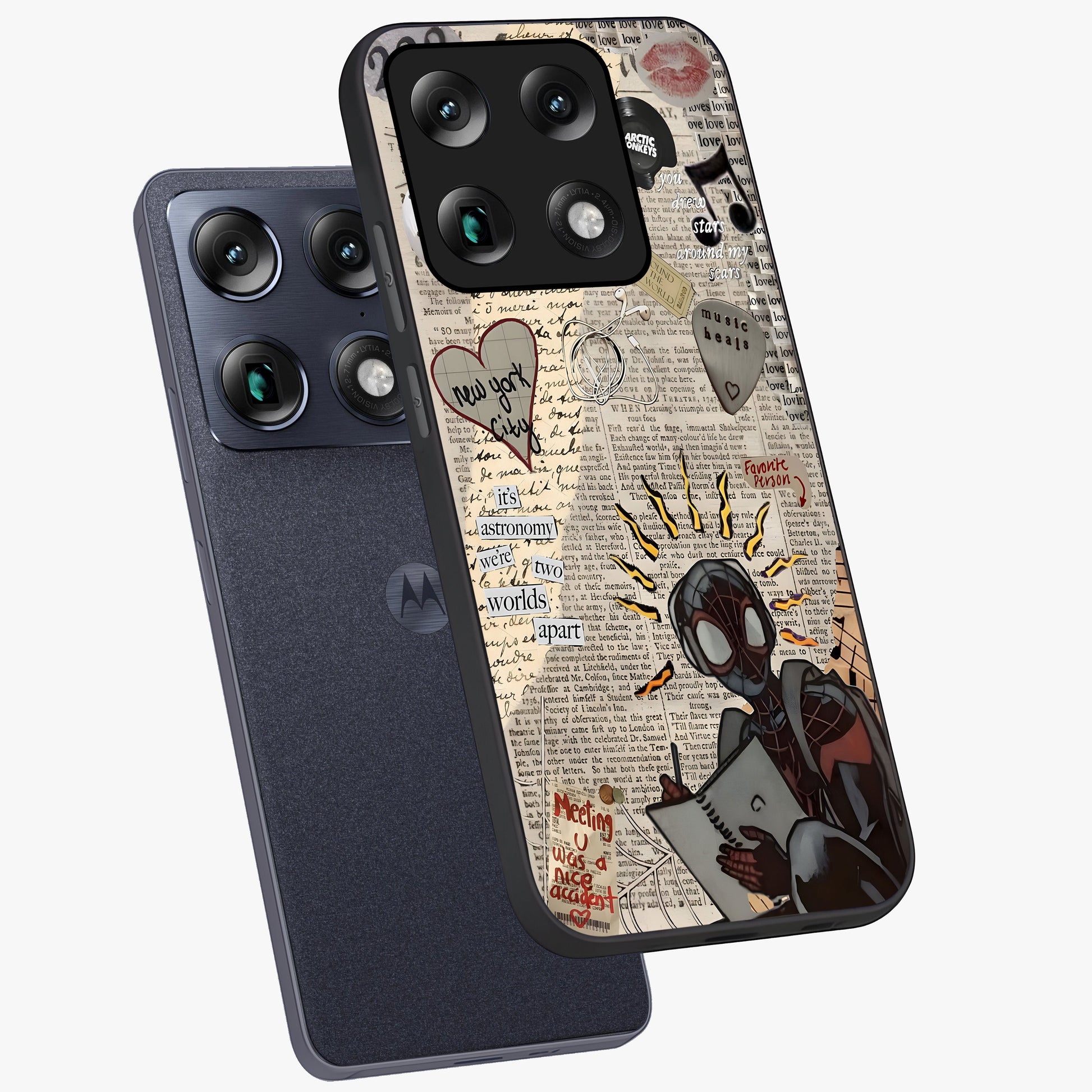 City Dream Sketch Glass Case displayed in angled mockup highlighting minimal city illustration with aesthetic sketch style.