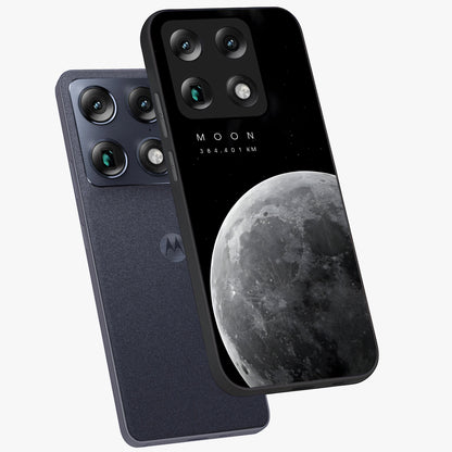 Cosmic Moon Glow Glass Case displayed in angled mockup highlighting celestial moon design with cosmic aesthetic theme.