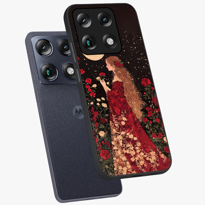 Crimson Dreams Glass Case displayed in angled mockup highlighting soft crimson aesthetic design with artistic theme.