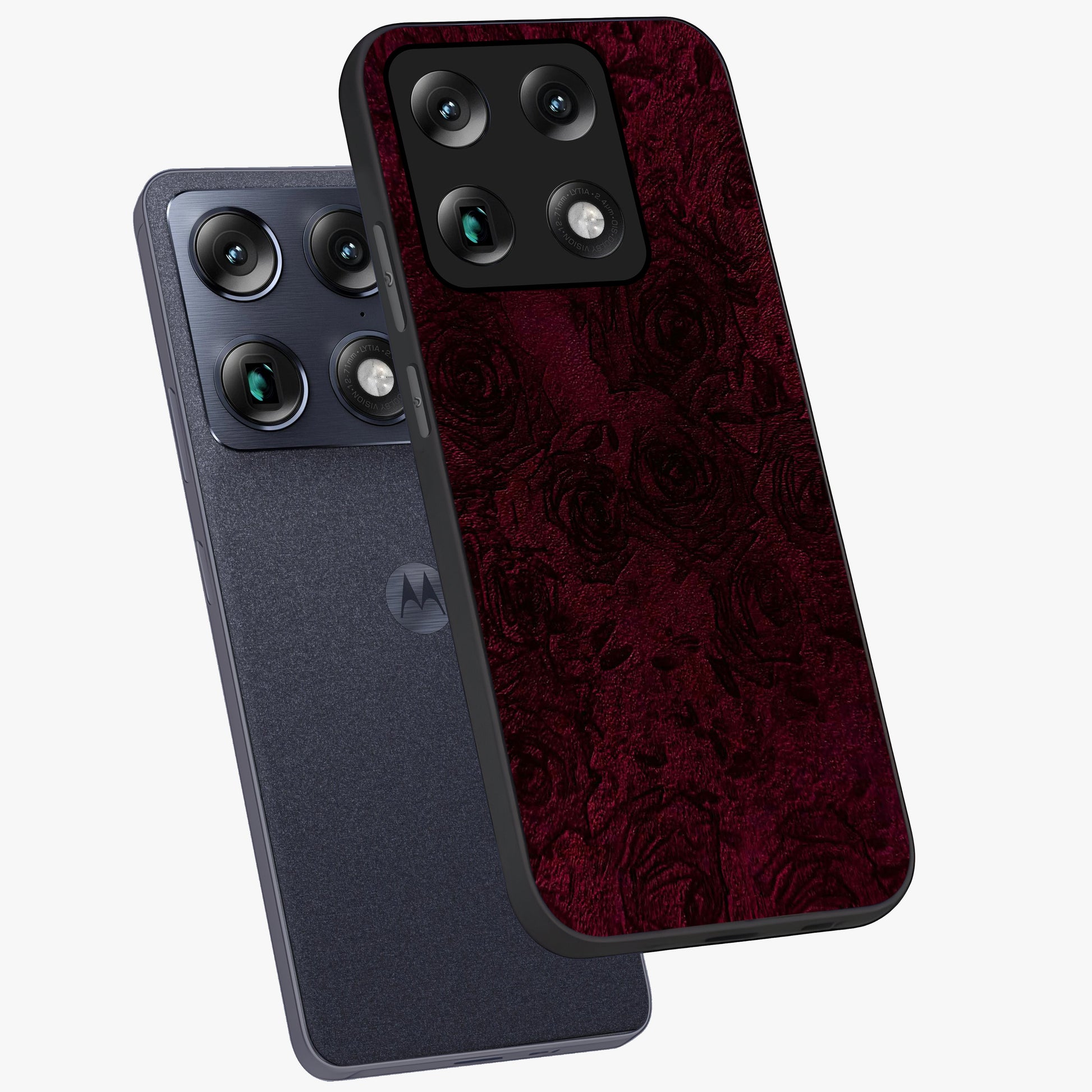 Crimson Fade Flow Glass Case displayed in angled mockup highlighting smooth gradient design with modern aesthetic style.