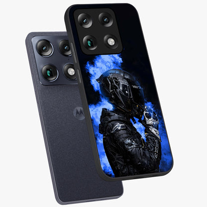 Cyber Sentinel Protocol Glass Case displayed in angled mockup highlighting digital cyber design with sci-fi aesthetic style.