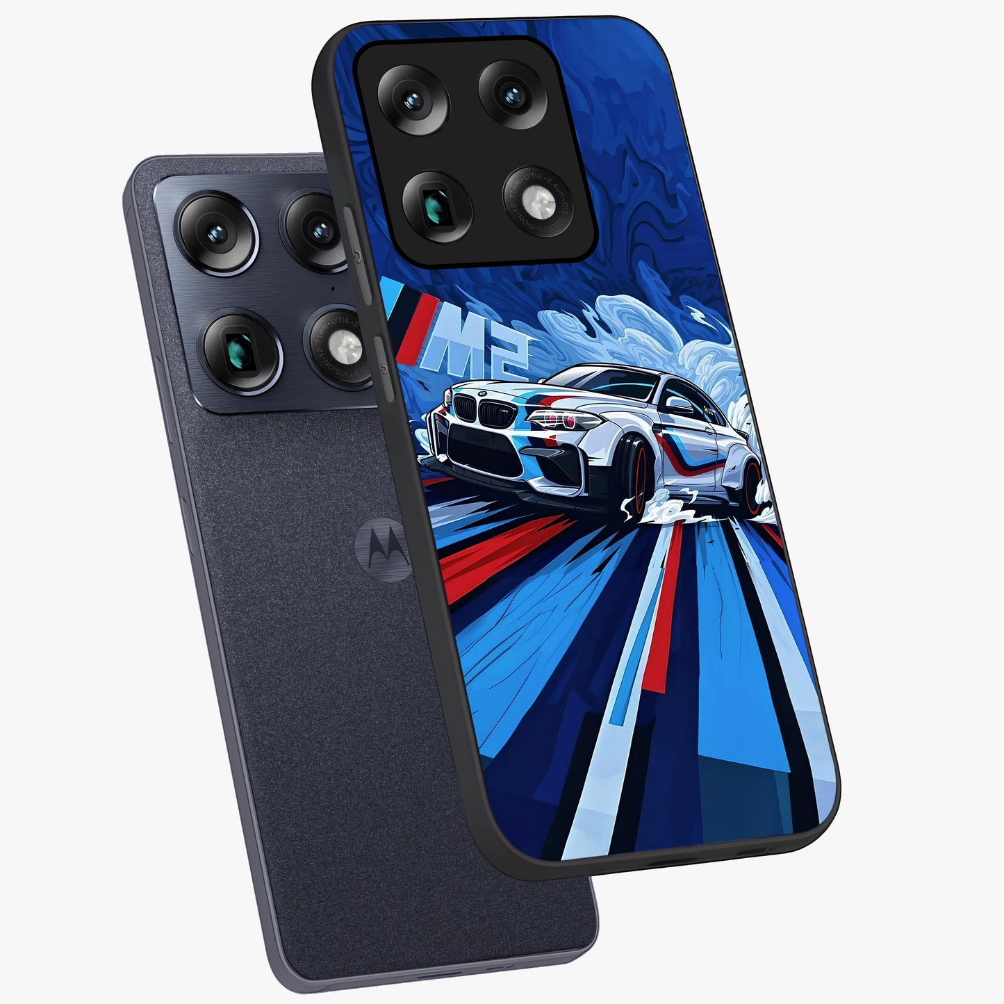 Drift Power Rush Glass Case displayed in angled mockup highlighting powerful drift car design with sporty aesthetic style.
