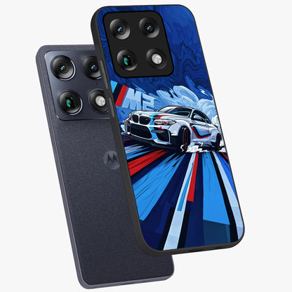 Drift Power Rush Glass Case displayed in angled mockup highlighting powerful drift car design with sporty aesthetic style.