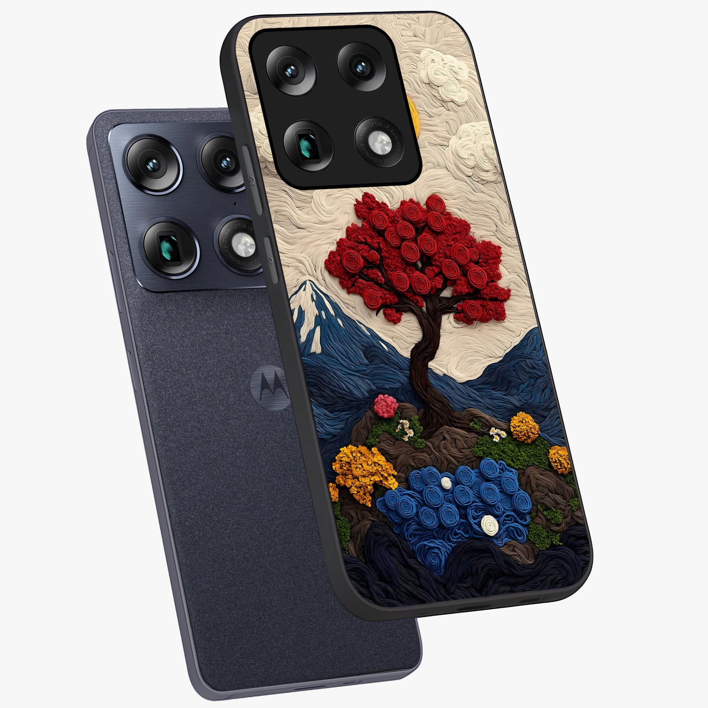 Eternal Nature Tapestry Glass Case displayed in angled mockup highlighting detailed botanical pattern with artistic aesthetic.