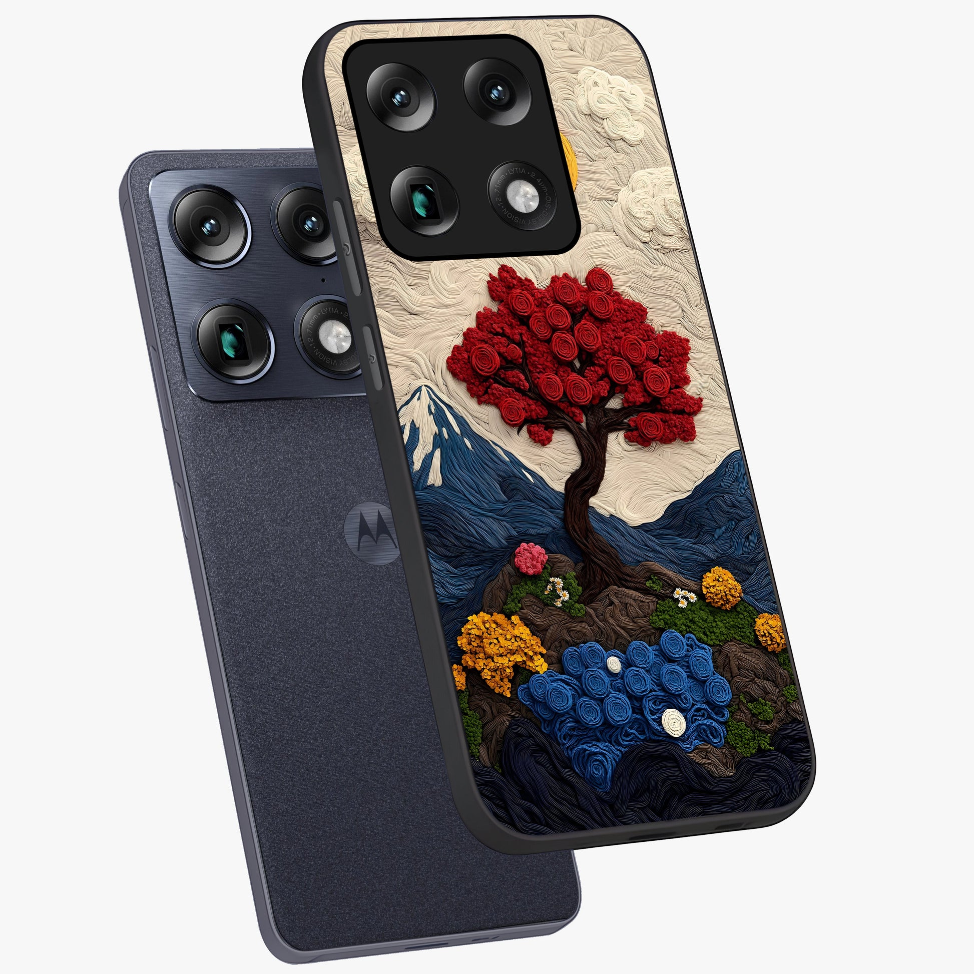 Eternal Nature Tapestry Glass Case displayed in angled mockup highlighting detailed botanical pattern with artistic aesthetic.