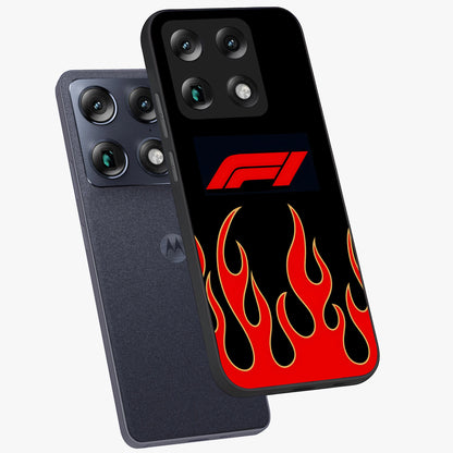 Fire F11 Glass Case displayed in angled mockup highlighting bold fire inspired graphic with energetic aesthetic style.