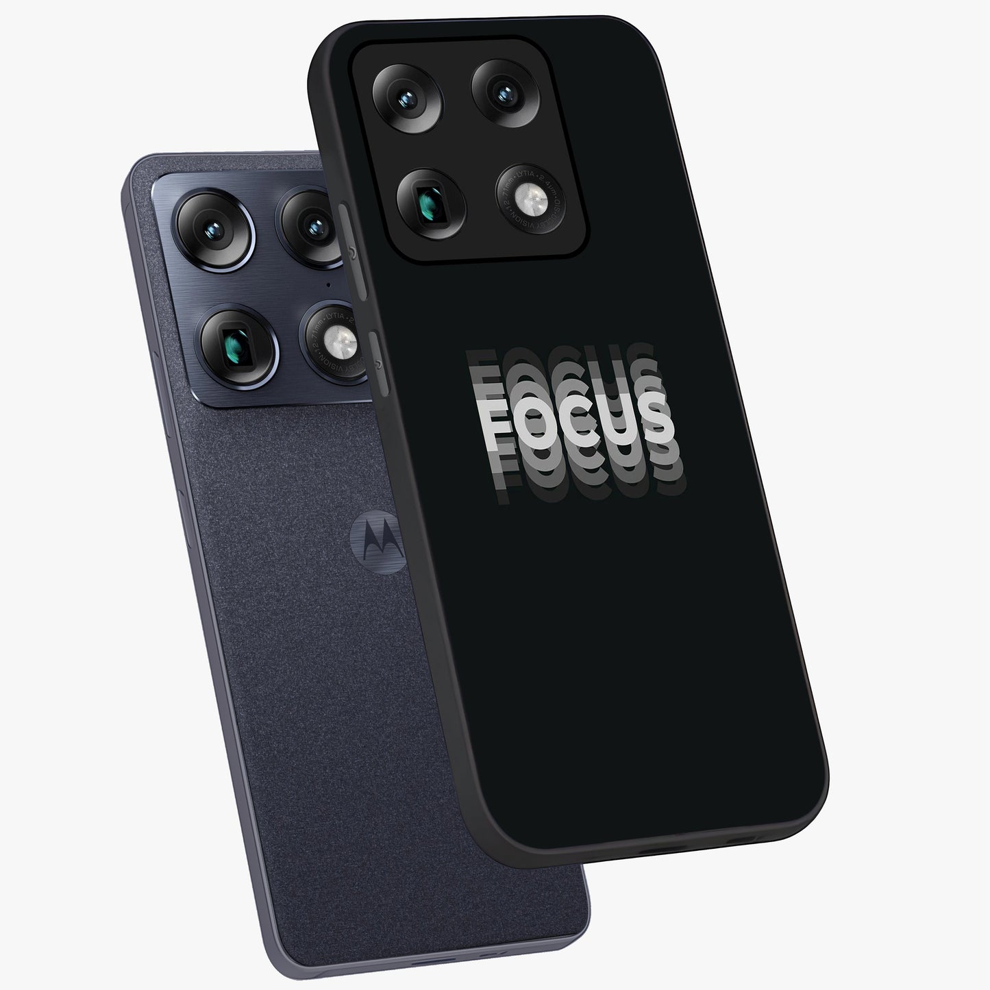 Focus Mode On Glass Case displayed in angled mockup highlighting clean minimal text artwork with modern aesthetic style.
