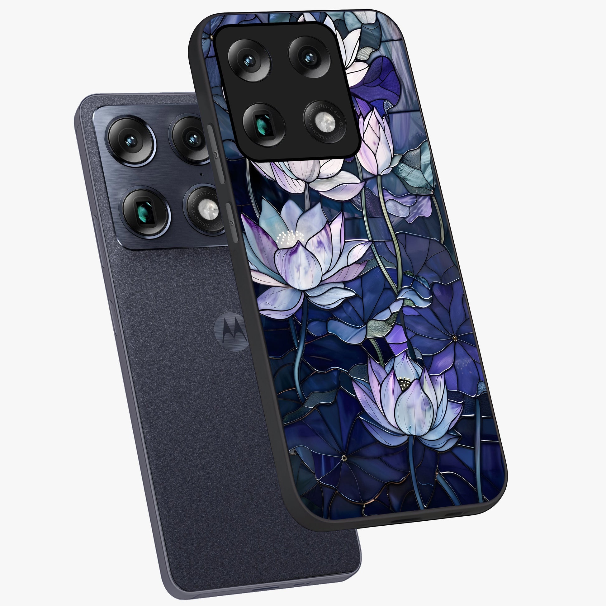 Gloss Petal Rush Glass Case displayed in angled mockup highlighting vibrant petal design with elegant floral aesthetic.
