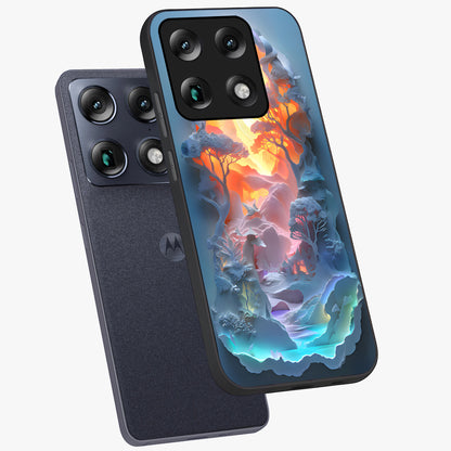 Glow Forest Portal Glass Case displayed in angled mockup highlighting mystical forest design with magical glowing aesthetic.