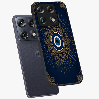 Golden Celestial Charm Glass Case displayed in angled mockup highlighting sparkling cosmic charm design with celestial aesthetic.