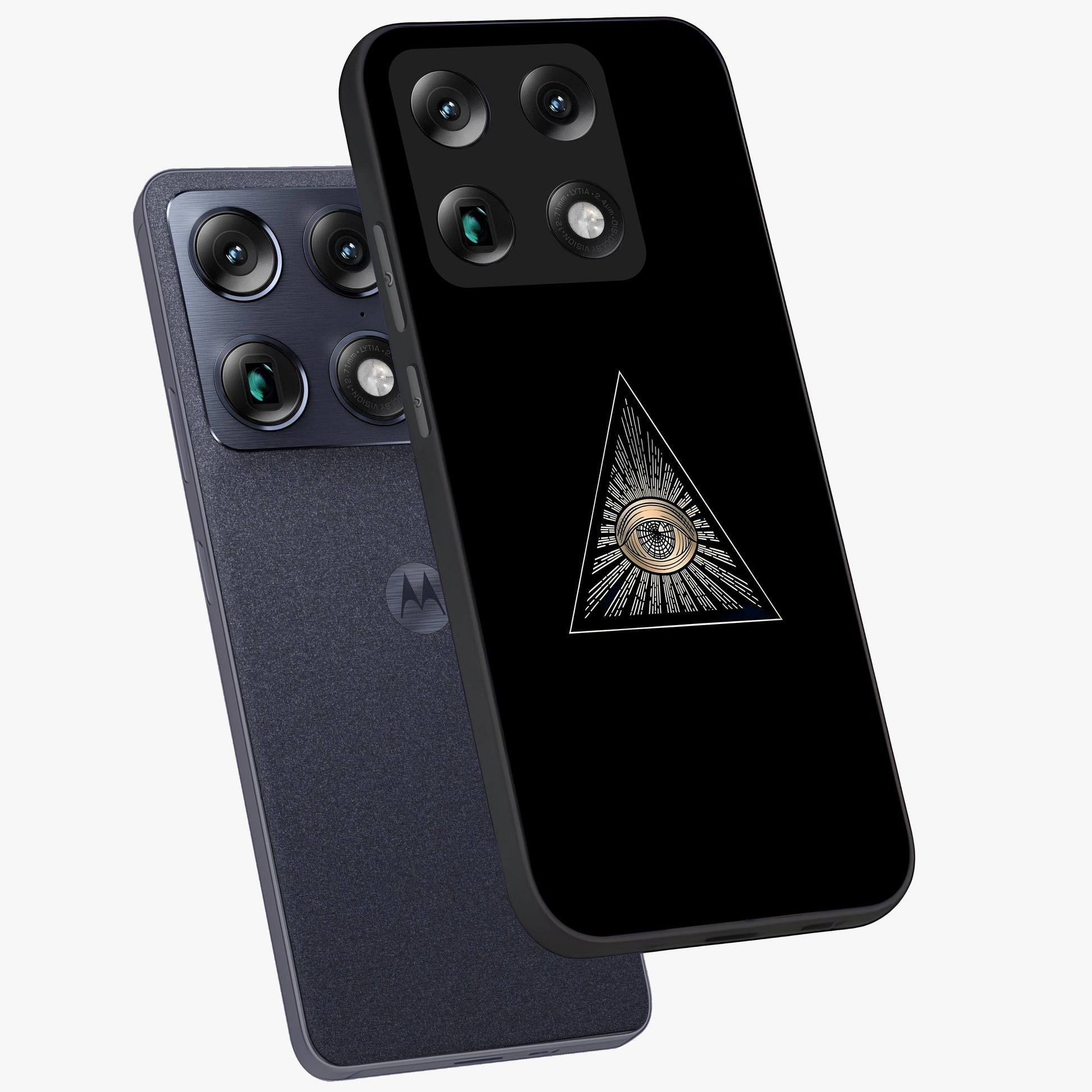 Illuminati Evil Glass Case displayed in angled mockup highlighting dark occult inspired design with bold aesthetic style.