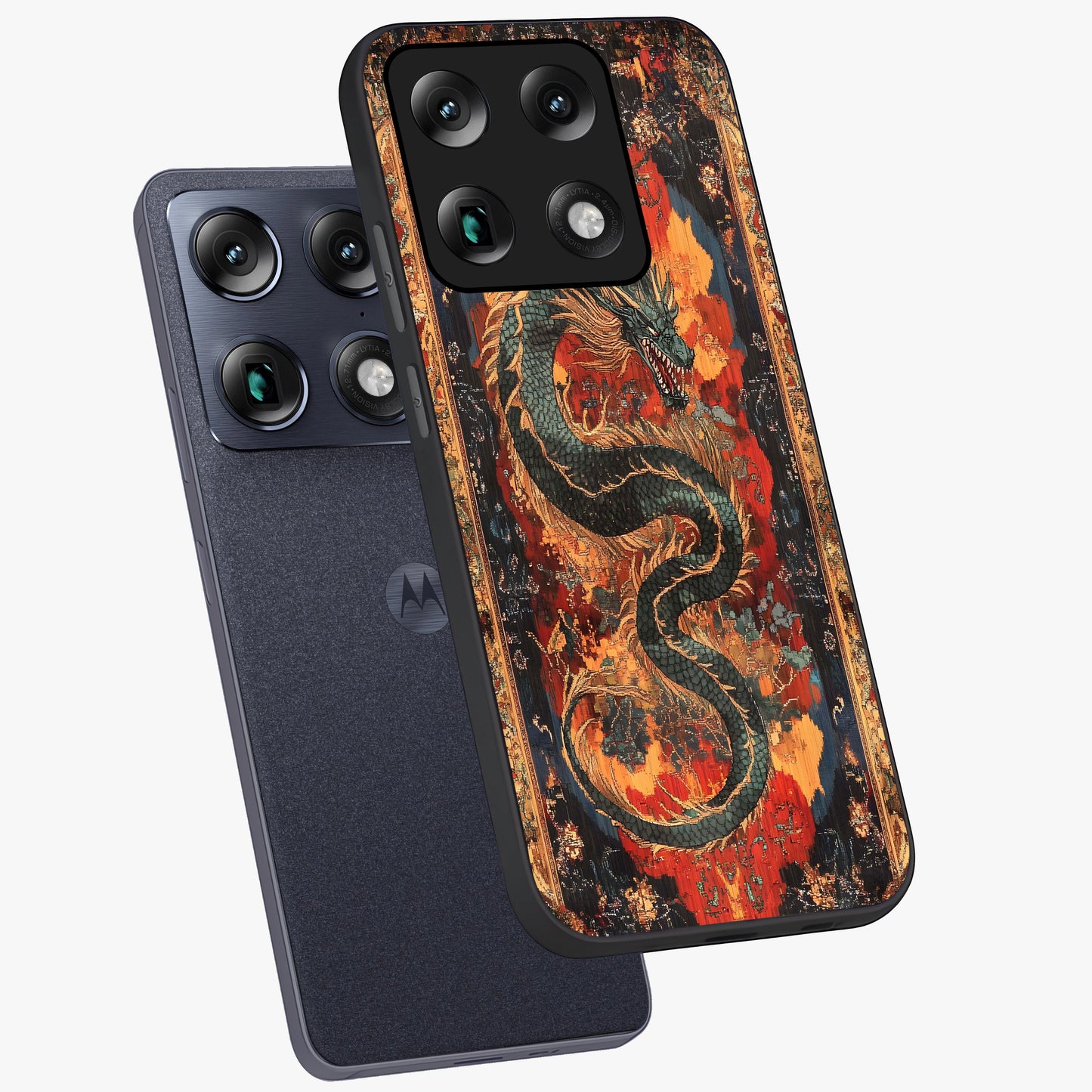 Inferno Dragon Soul Glass Case displayed in angled mockup highlighting powerful dragon illustration with inferno aesthetic.