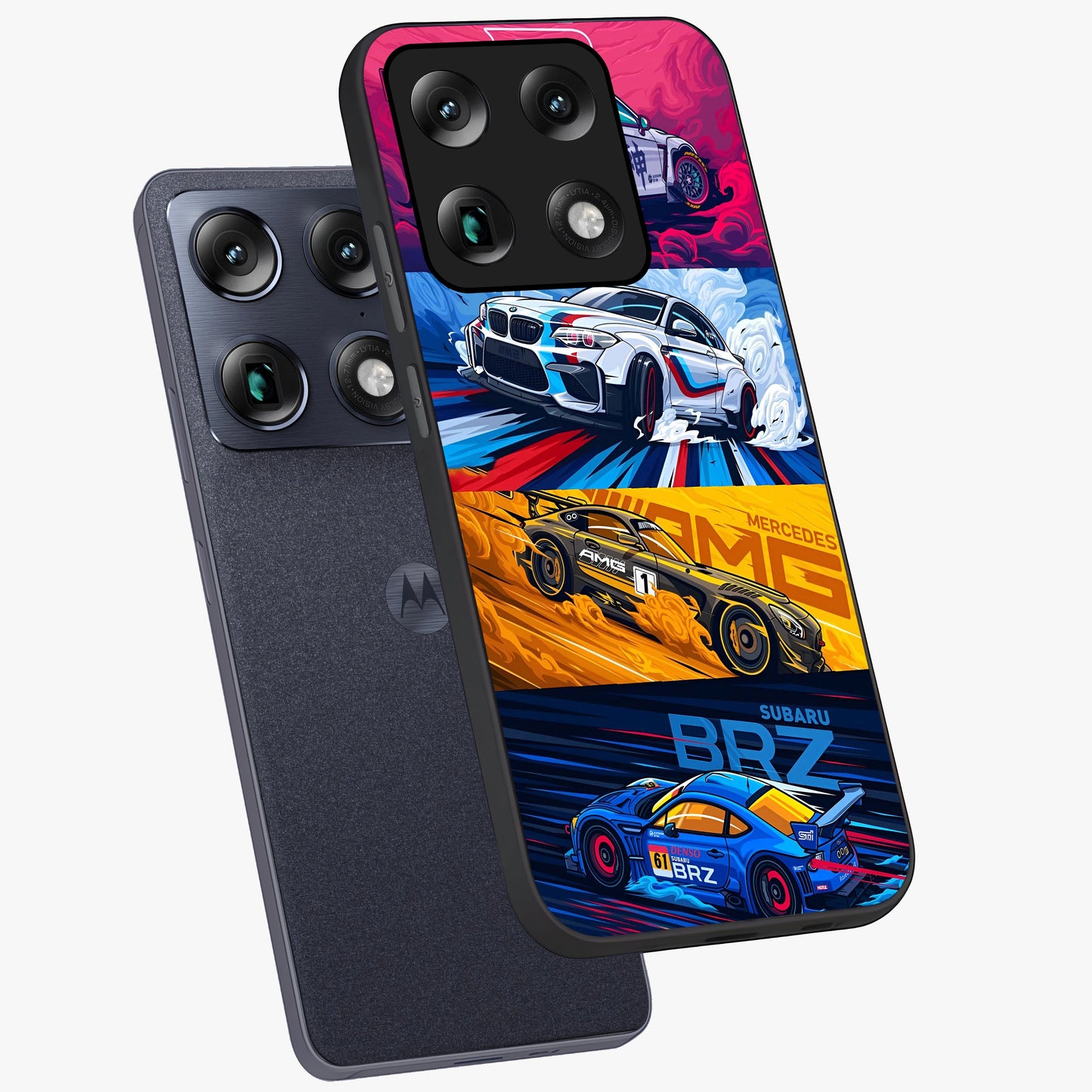 JDM Sports Car Glass Case displayed in angled mockup highlighting sleek Japanese racing car design with automotive aesthetic.