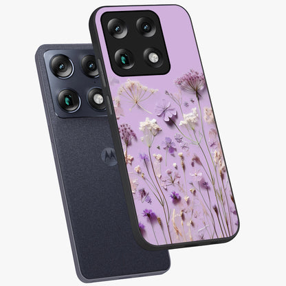 Lavender Blossom Dream Glass Case displayed in angled mockup highlighting dreamy lavender flower design with calming aesthetic style.