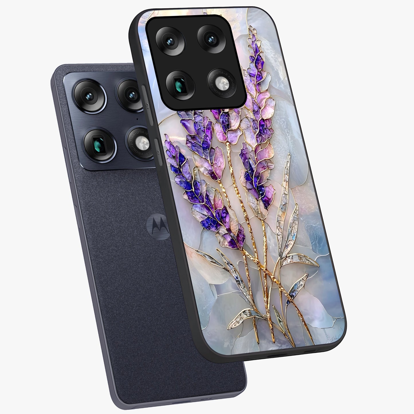 Lavender Dream Glow Glass Case displayed in angled mockup highlighting dreamy purple glow design with soft artistic style.