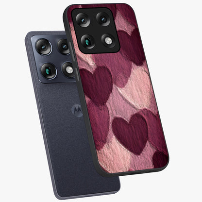 Layered Paper Hearts Glass Case displayed in angled mockup highlighting creative paper craft heart design with romantic aesthetic.