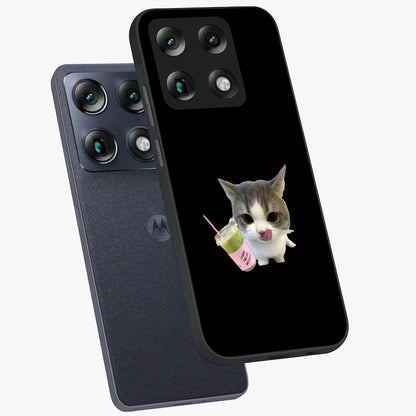 Matcha Cat Style Glass Case displayed in angled mockup highlighting playful feline design with pastel matcha aesthetic.