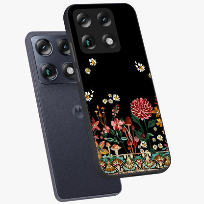Midnight Bloom Pattern Glass Case displayed in angled mockup highlighting elegant flower design with midnight aesthetic style.