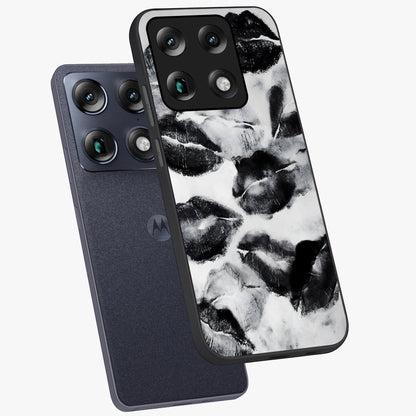 Midnight Kiss Marks Glass Case displayed in angled mockup highlighting playful romantic design with bold midnight aesthetic.