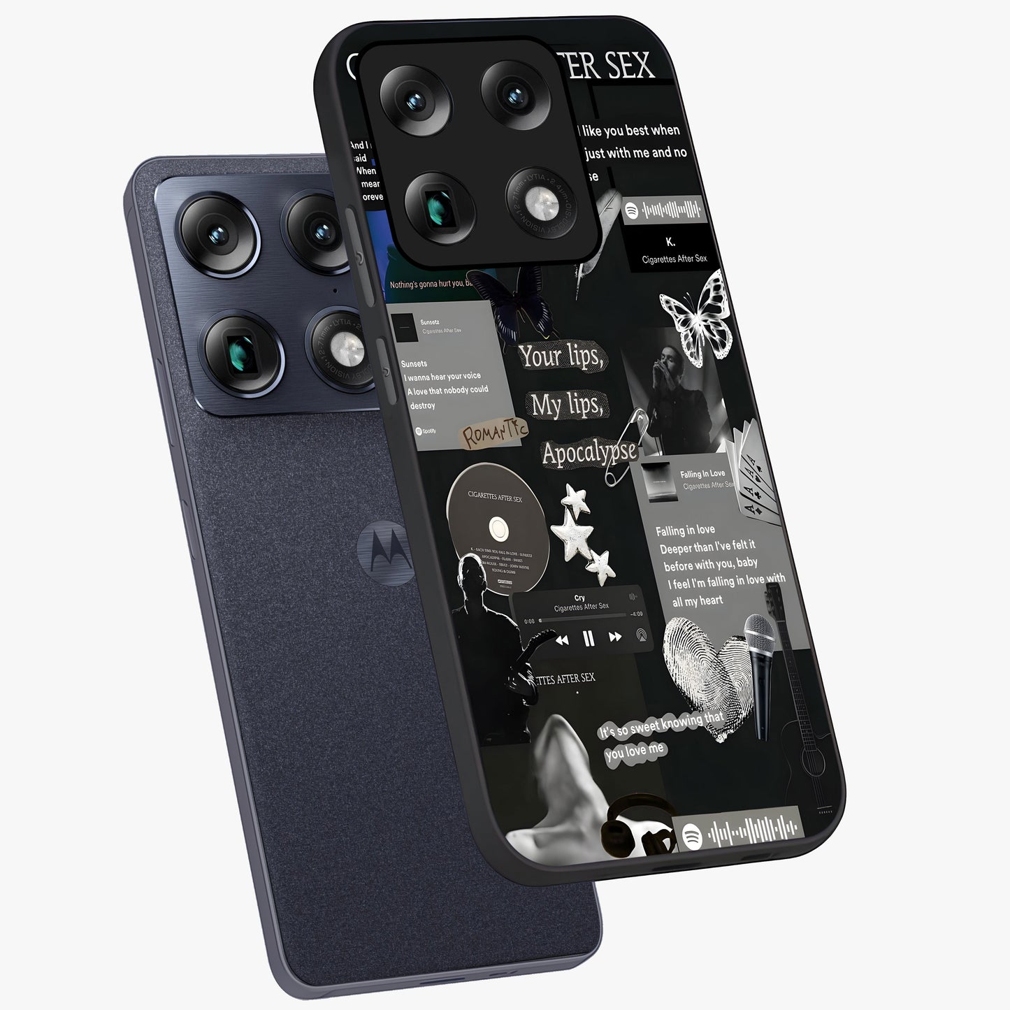 Midnight Love Echo Glass Case displayed in angled mockup highlighting elegant love inspired design with deep aesthetic style.