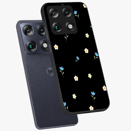Minimal Petal Whispers Glass Case displayed in angled mockup highlighting delicate petal design with clean minimal aesthetic.