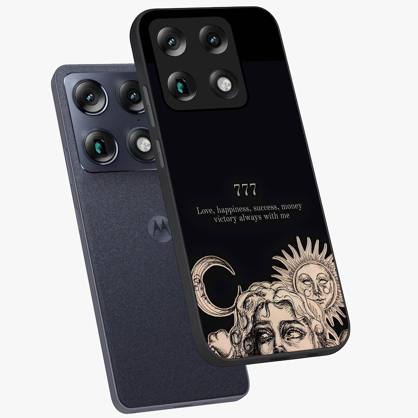Mystic Victory Aura Glass Case displayed in angled mockup highlighting energetic aura design with bold mystical aesthetic.