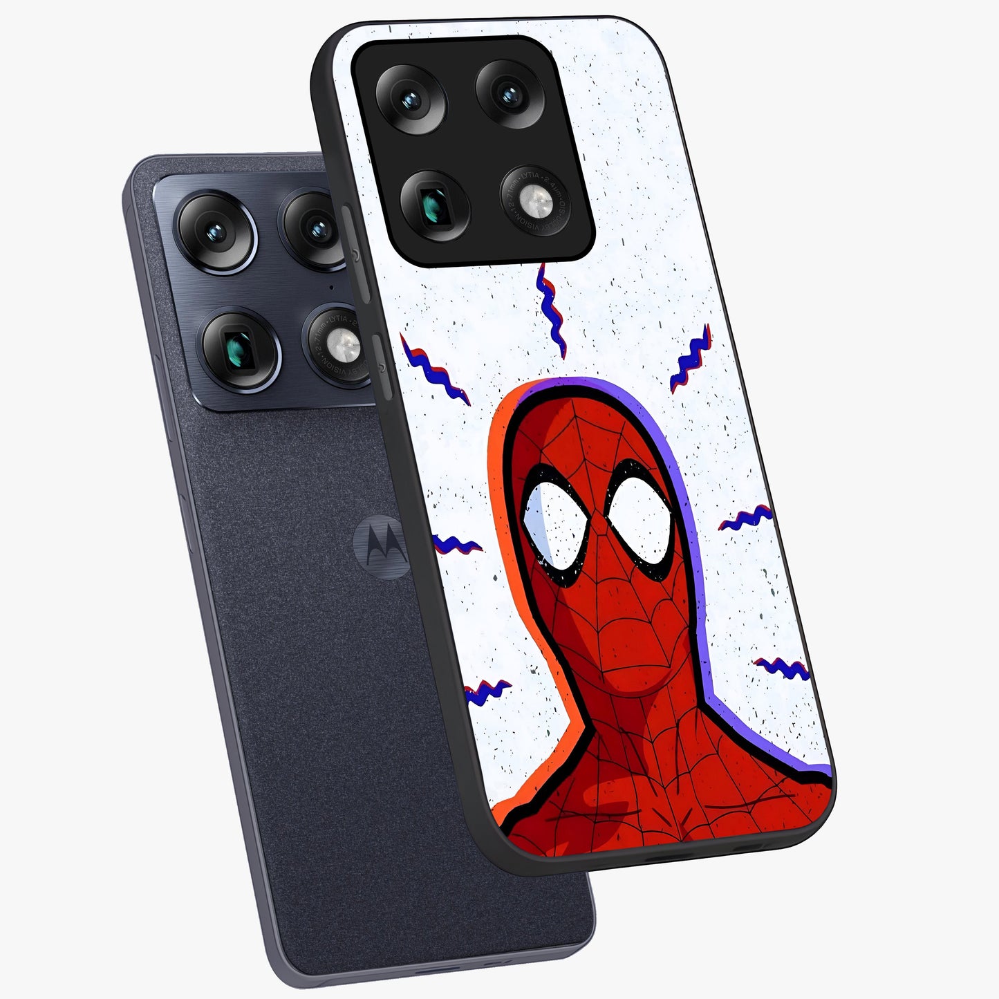 Omg Spiderman Glass Case displayed in angled mockup highlighting dynamic hero illustration with action comic aesthetic.