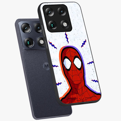 Omg Spiderman Glass Case displayed in angled mockup highlighting dynamic hero illustration with action comic aesthetic.