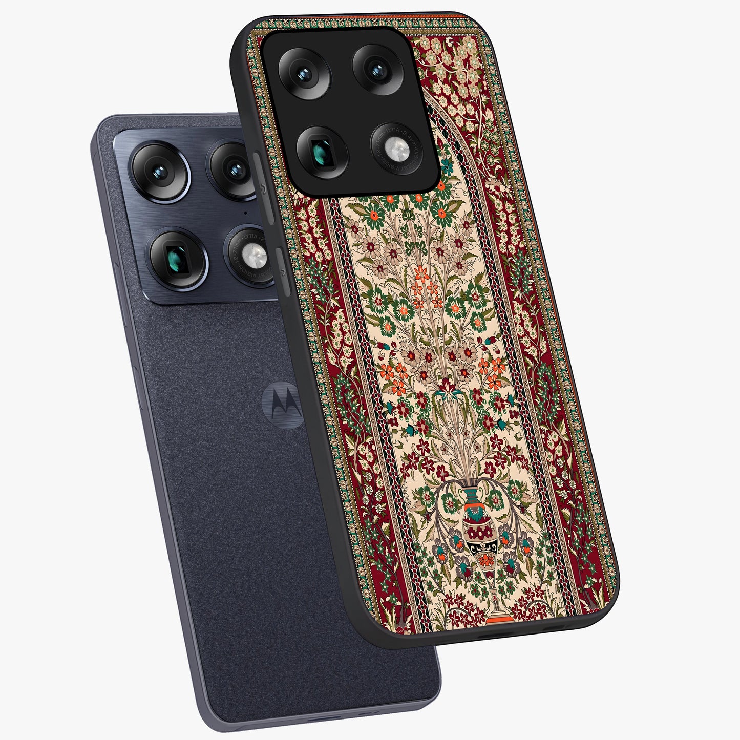 Persian Inspired Glass Case displayed in angled mockup highlighting intricate traditional design with elegant cultural aesthetic.