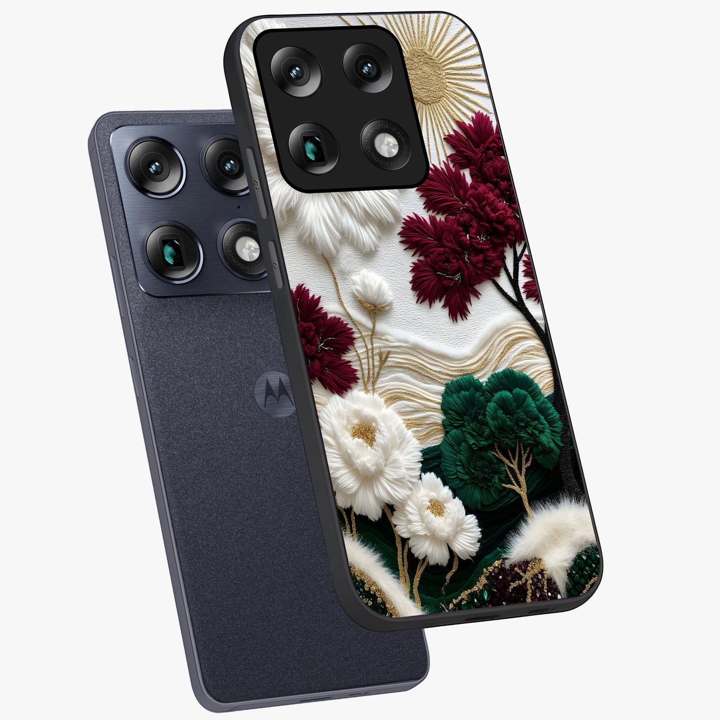 Radiant Bloom Elegance Glass Case displayed in angled mockup highlighting graceful floral design with radiant aesthetic style.