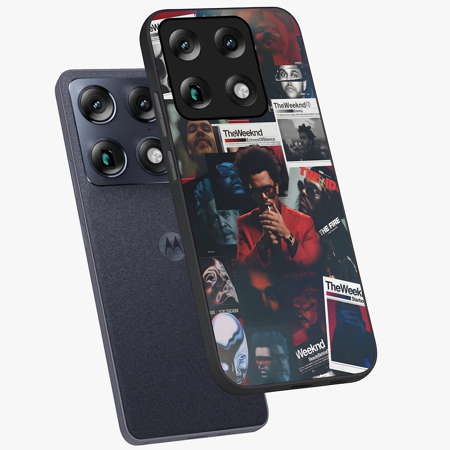The Weeknd Glass Case displayed in angled mockup highlighting stylish pop culture inspired design with modern aesthetic.