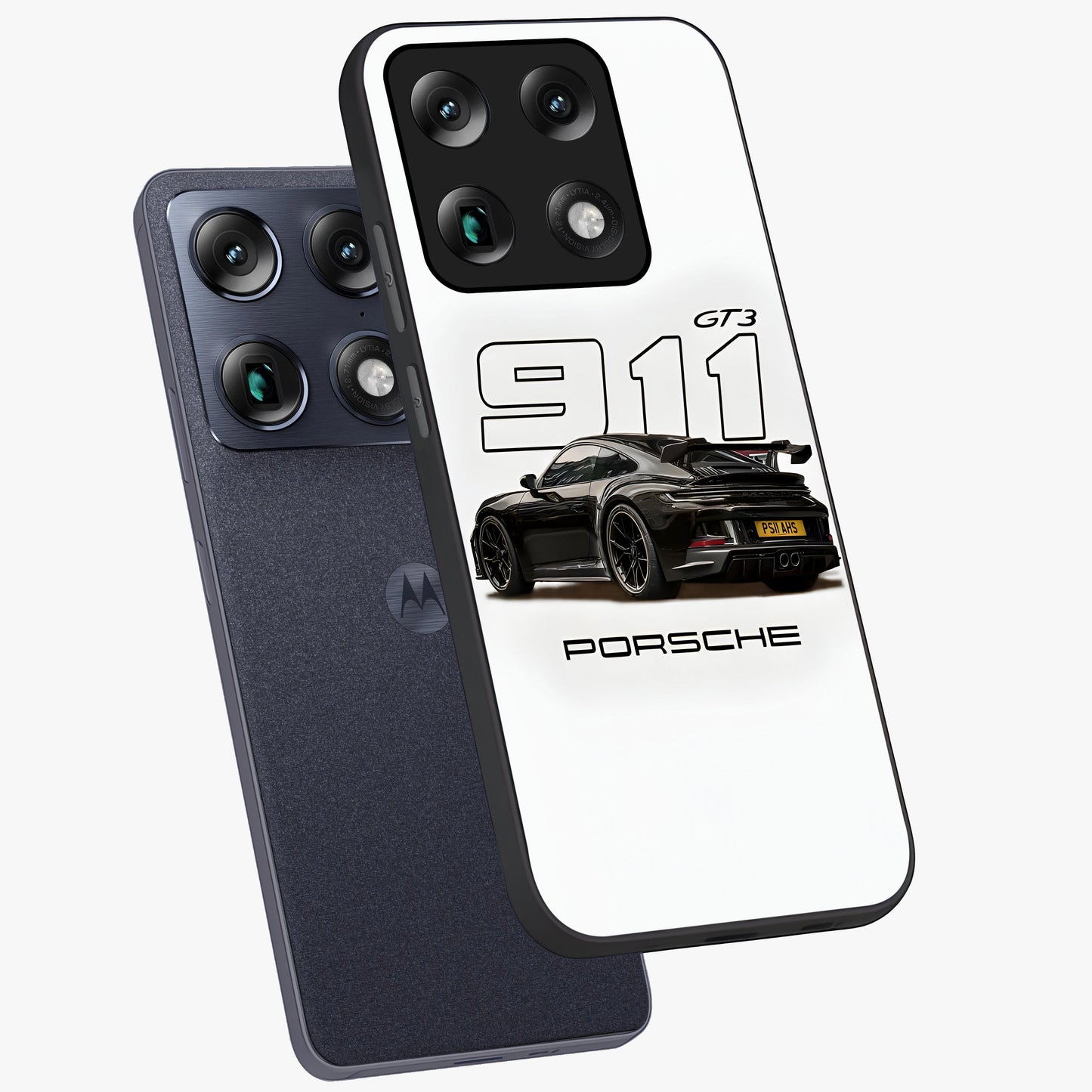 Turbo Legacy Icon Glass Case displayed in angled mockup highlighting dynamic automotive design with performance aesthetic.
