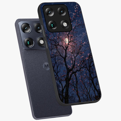 Twilight Sakura Serenade Glass Case displayed in angled mockup highlighting delicate sakura flower design with dreamy aesthetic.