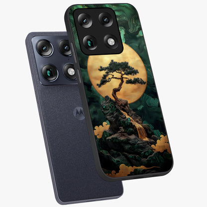 Zen Moon Rise Glass Case displayed in angled mockup highlighting peaceful lunar design with zen aesthetic style.