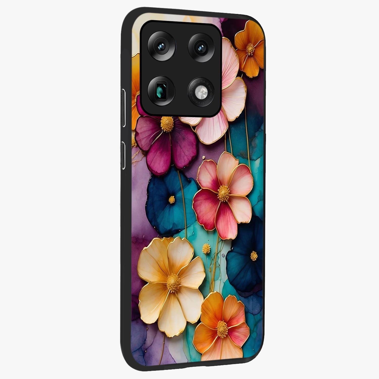 Artlyn Grace Flower Pattern Glass Case upright view showcasing graceful floral artwork with aesthetic botanical style.