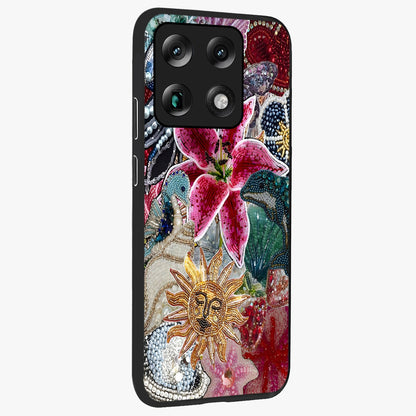 Beaded Garden Fantasy Glass Case upright view showcasing whimsical garden aesthetic with artistic bead details.