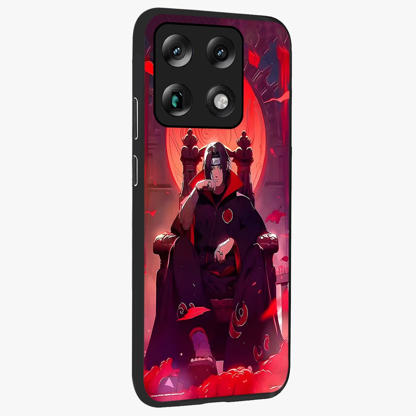 Blood Moon Sovereign Glass Case upright view showcasing powerful moon inspired artwork with cosmic aesthetic style.