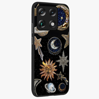 Celestial Gem Constellations Glass Case upright view showcasing cosmic constellation artwork with celestial aesthetic style.