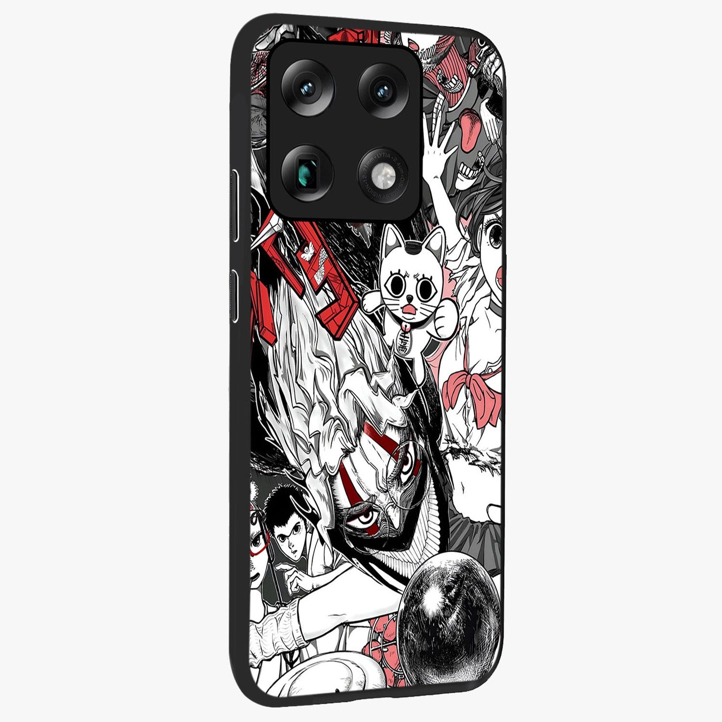 Crimson Chaos Panel Glass Case upright view showcasing intense crimson artwork with dramatic aesthetic style.