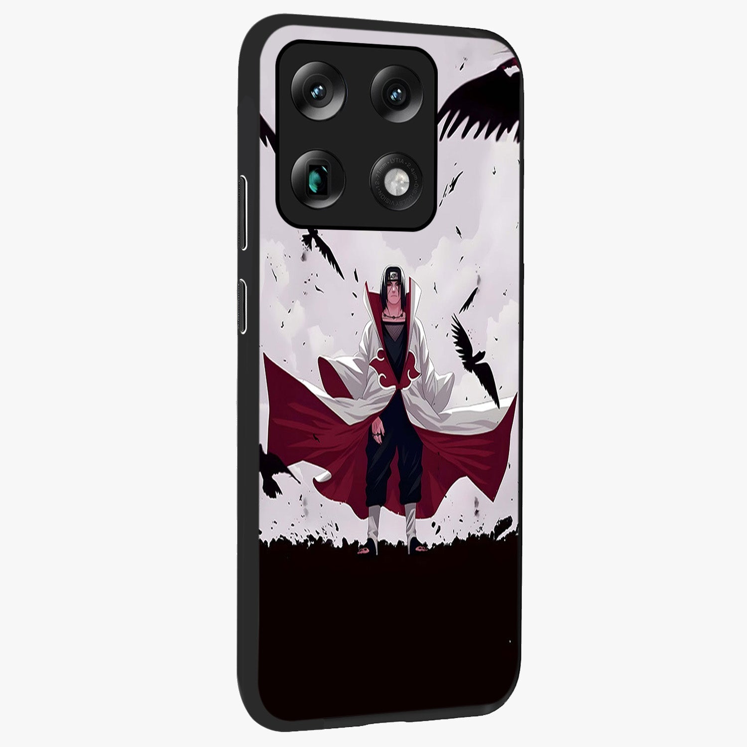 Crimson Crow Ascension Glass Case upright view showcasing dramatic crow artwork with bold gothic theme.